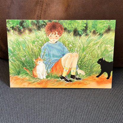 [ yoovora ] Postcard - The Boy and the Cat Waiting