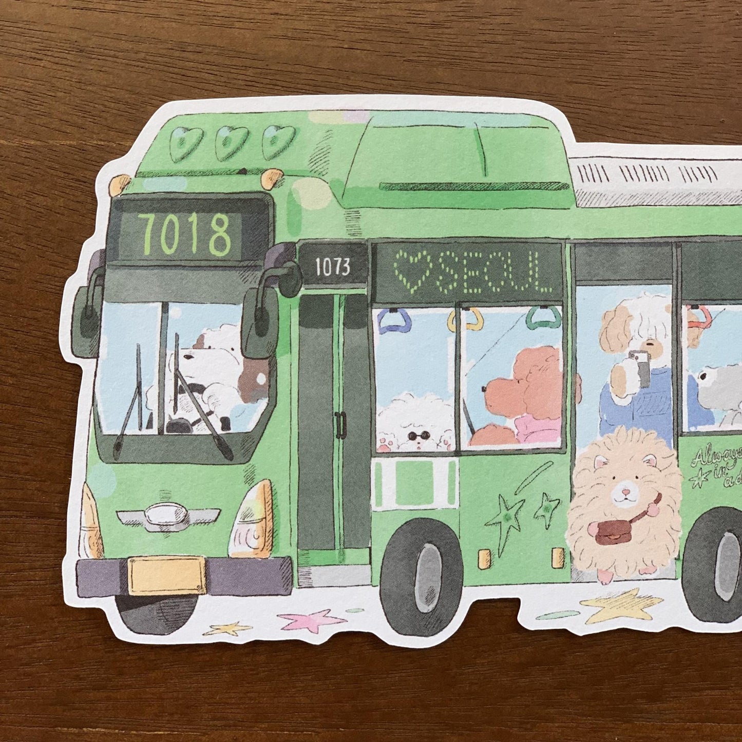 [ ARI ] Die-cut Postcard - Hammy Seoul Journey: Green Bus