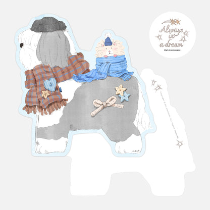 [ Ari ] Die-cut Postcard - Cold, warm, puppy!