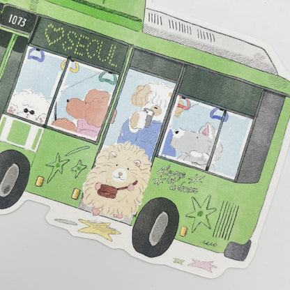 [ ARI ] Die-cut Postcard - Hammy Seoul Journey: Green Bus