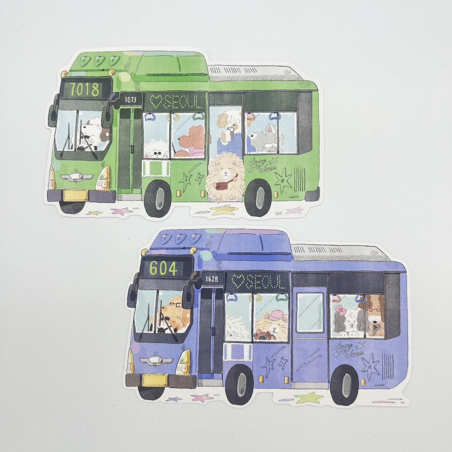 [ ARI ] Die-cut Postcard - Hammy Seoul Journey: Green Bus