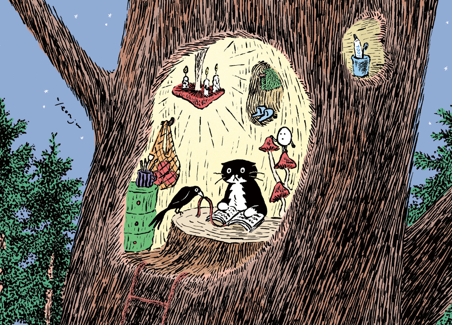 [ Huginn&Muninn ] Postcard - Reading night