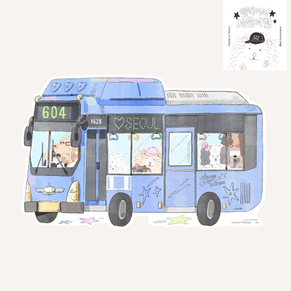 [ ARI ] Die-cut Postcard - Hammy Seoul Journey: Blue Bus