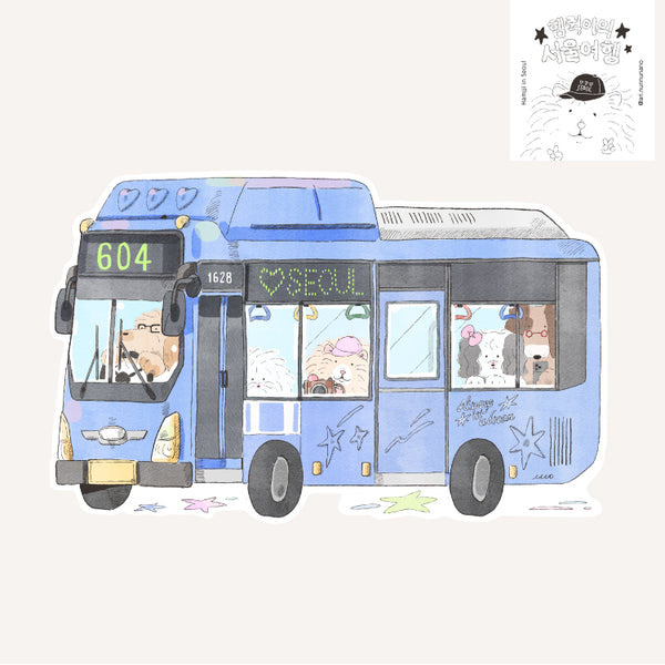 [ ARI ] Die-cut Postcard - Hammy Seoul Journey: Blue Bus