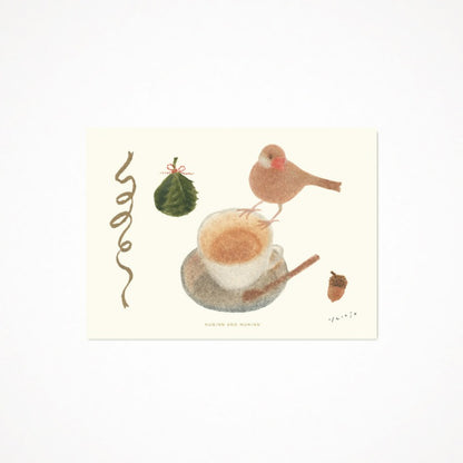 [ Huginn&Muninn ] Postcard - Cup and bird
