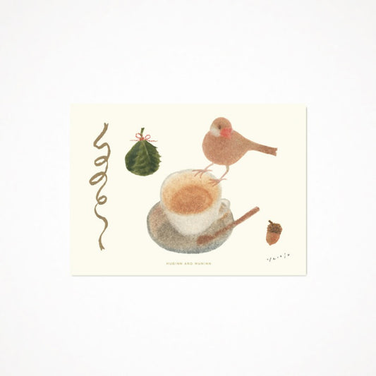 [ Huginn&Muninn ] Postcard - Cup and bird