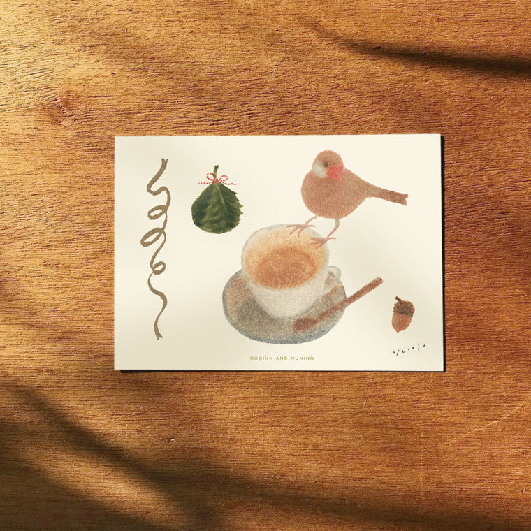 [ Huginn&Muninn ] Postcard - Cup and bird