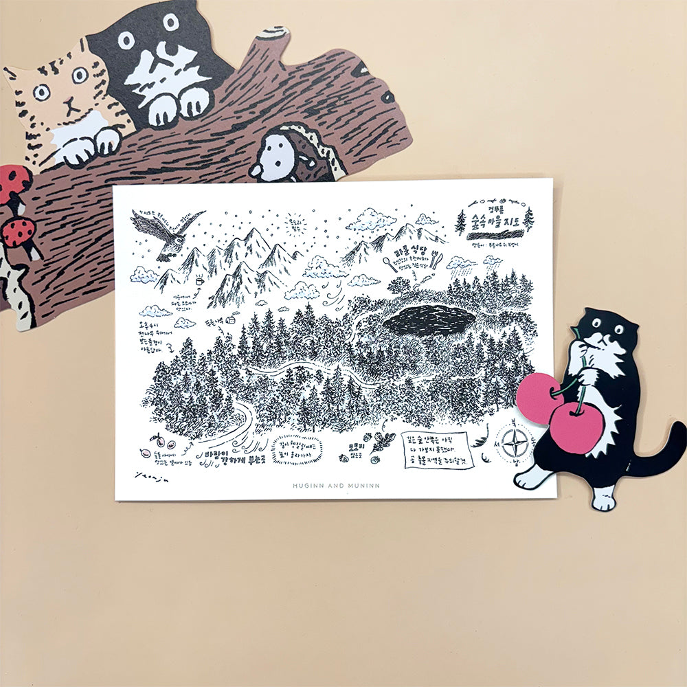 [ Huginn&Muninn ] Postcard - Forest map